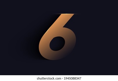 Número seis alfabeto de fuente vectorial 6, diseño moderno y plano dinámico de lujo para su diseño de elementos únicos; logotipo, identidad corporativa, aplicación, afiche creativo, etc... EPS vectorial.