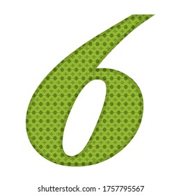 Number Six With Abstract Pattern Vector Illustration. Number Six Isolated On White Background