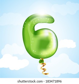Number six balloon. Vector element for your event design
