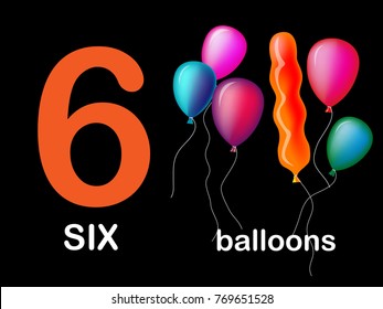 number six with balloons 