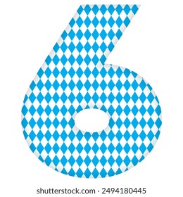 Number Six With Bavarian Oktoberfest Seamless Pattern Vector Illustration. Number 6 Isolated On A White Background
