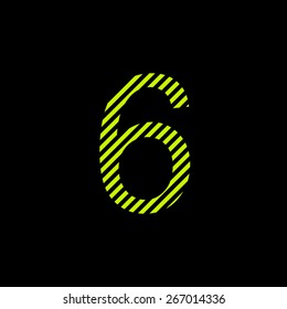 Number six. Black and bright lime poison color for design