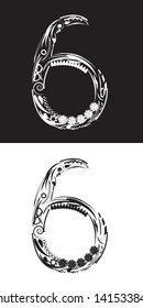 Number six black on the white background and white on the black background
