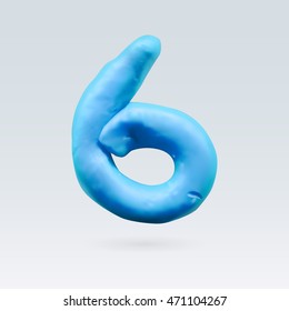 Number Six Blue Color Isolated on Background