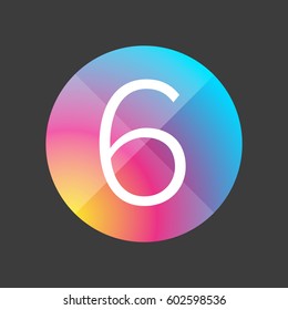 Number six colorful button