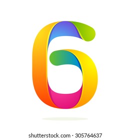Number six colorful volume icon. Vector design template elements for your application or corporate identity.