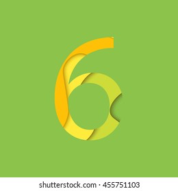 Number six design template element. Figure 6 vector logo, icon and sign in material design style.