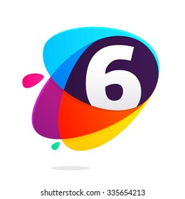 Number six with ellipses intersection. Vector design template elements for your application or corporate identity.