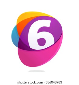 Number six with ellipses intersection. Vector design template elements for your application or corporate identity.