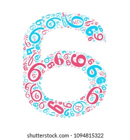Number six formed with background of the number 6