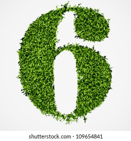 Number six grass texture. Vector illustration