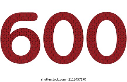 Number Six Hundred With Abstract Spheres Pattern Vector Illustration. Red And Black Number 600 Isolated On A White Background
