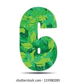 number six in leaves vector illustration
