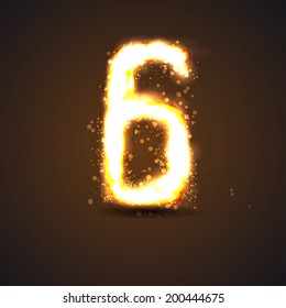 number six with light effect