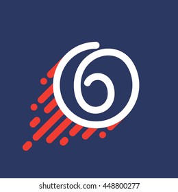 Number six logo in circle with speed line. Colorful vector sport design for banner, presentation, web page, card, labels or posters.