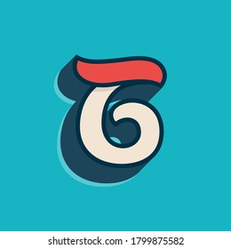 Number six logo in classic sport style. This script font is perfect for a sportswear advertising, champions art, college team identity, etc.