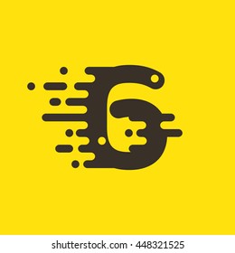 Number six logo for fast speed taxi service. Colorful vector design for banner, presentation, web page, card, labels or posters.