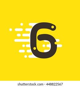 Number six logo for fast speed taxi service. Colorful vector design for banner, presentation, web page, card, labels or posters.