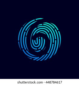 Number six logo with fingerprint line. Colorful vector design for banner, presentation, web page, card, labels or posters.