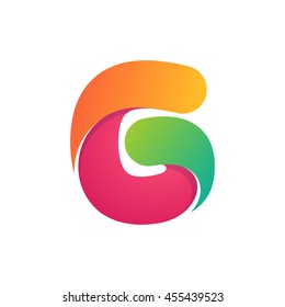 Number six logo formed by colorful line. Font style, vector design template elements for your application or corporate identity.