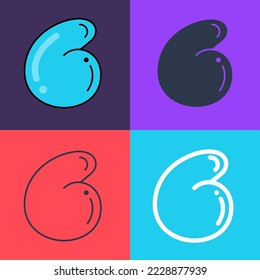 Number six logo. Funny bold childish style font. Overlapping line with multicolor background. Ideal for colorful applications, street art, bright advertising, toy packaging, multimedia identity.