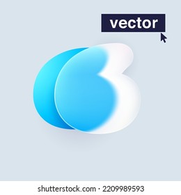 Number six logo in Glass morphism style. Vector blurry translucent icon on white background. Frosted transparent blue and white emblem. Perfect for app, modern design, vibrant advertising.