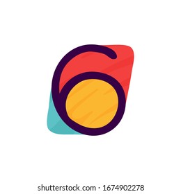 Number six logo in kids paper applique style. Perfect for cute identity, funny craft package, holidays poster, etc.