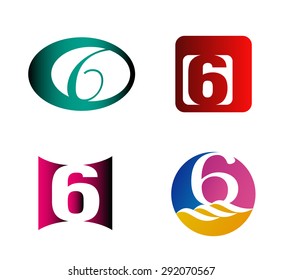 Number six logo template. Abstract icon
