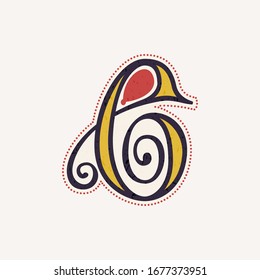 Number six logo in true celtic knot-spiral style. Perfect typeface for history identity, medieval print, tribal posters, etc.