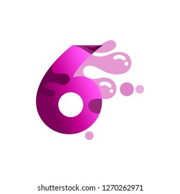 number six logo vector with water bubble 