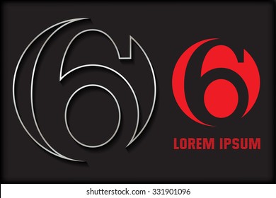 Number Six Logo.Logo 6 Vector Template.