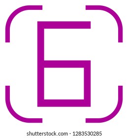 Number six, numeral icon in focus. White background