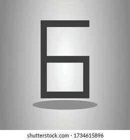 Número seis, numeral simple vector de icono con sombra. Diseño plano  