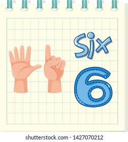Number Six on note template illustration