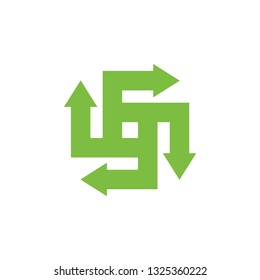 Number Six with Recycle Arrow logo design