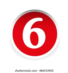 Number six red label vector