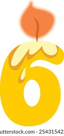 
Number Six Shaped Candle Vector Cartoon Design Illustration
Numerical designed celebratory décor for birthday event
