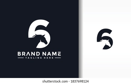 number six silhouette horse logo