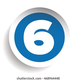 Number Six sticker vector blue