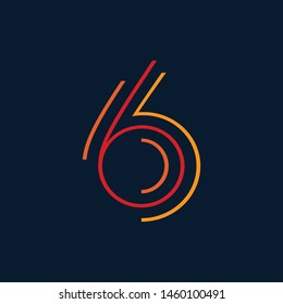 Number six vector font alphabet, modern dynamic flat design with brilliant colorful for your unique elements design ; logo, corporate identity, application, creative poster & more 