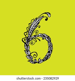 Number six, vector illustration