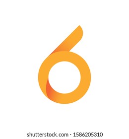 Number six vector illustration. White background