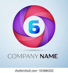 Number six vector logo symbol in the colorful circle. Vector template for your design