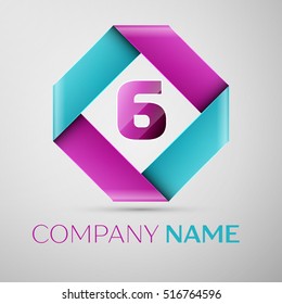 Number six vector logo symbol in the colorful rhombus. Vector template for your design