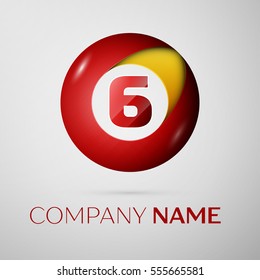 Number six vector logo symbol in the colorful circle on grey background. Vector template for your design