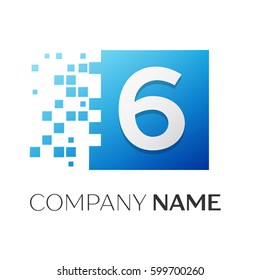 Number six vector logo symbol in the colorful square on white background. Vector template for your design