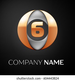 Number six vector logo symbol in the colorful circle on black background. Vector template for your design