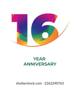 number sixteen 16 year anniversary logo