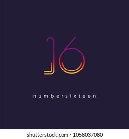 
Number sixteen, Digit 16 Logo Icon vector template.

