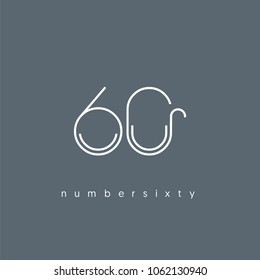 Number sixty, Digit 60 Logo Icon vector template.